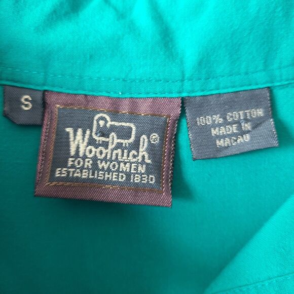 Vintage Woolrich Emerald Green 100% Cotton Short Sleeves Button Up Shirt Size S - Picture 3 of 6
